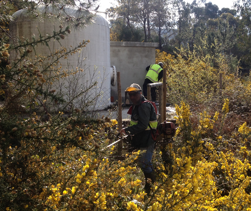 Trabalhos de manutenção de captações de água e reservatórios em Bucos