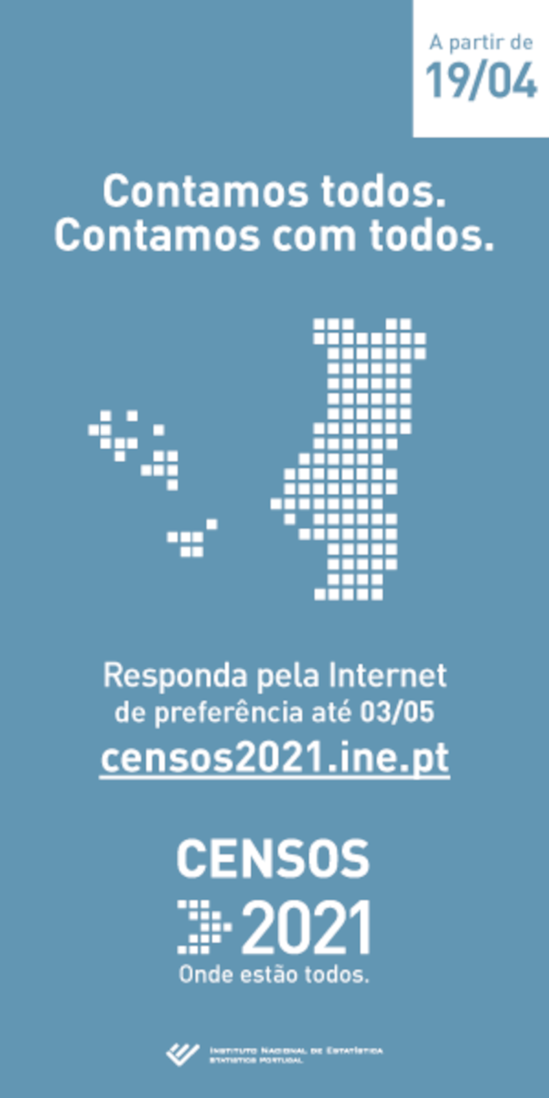 Censos 2021: fase de respostas arranca amanhã, dia 19 de abril