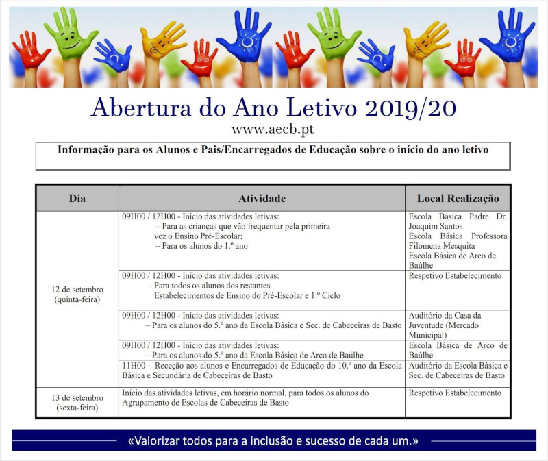 Abertura do Ano Letivo 2019-2020