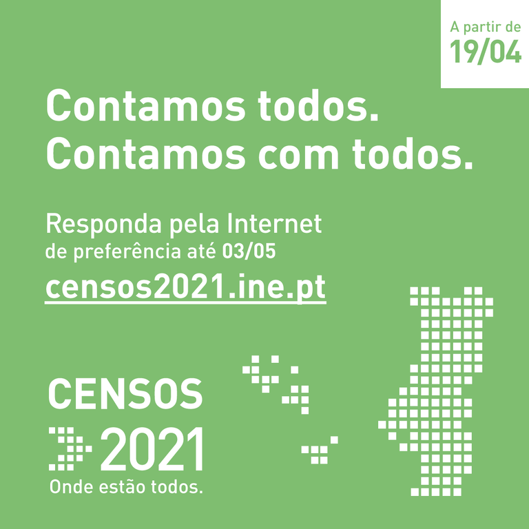 Leia mais sobre Censos 2021. Contamos todos. Contamos com todos!