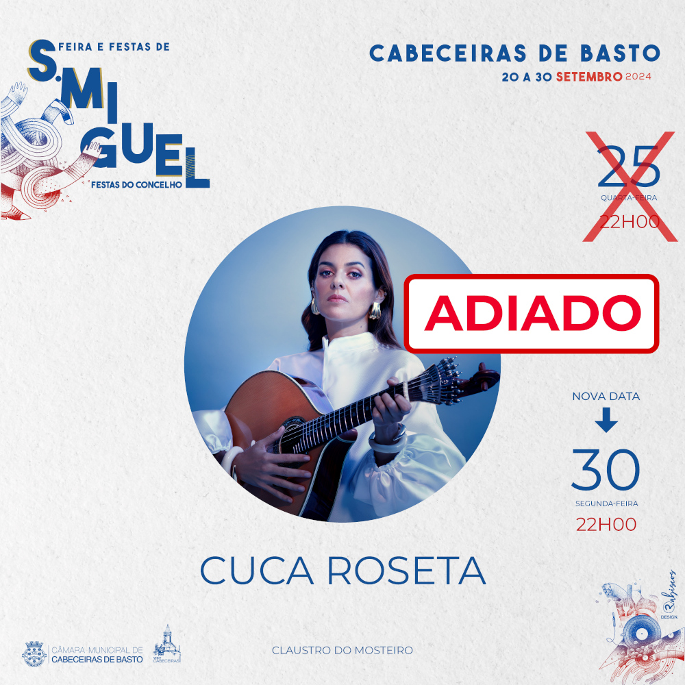 Concerto de Cuca Roseta adiado para segunda-feira 30 Setembro