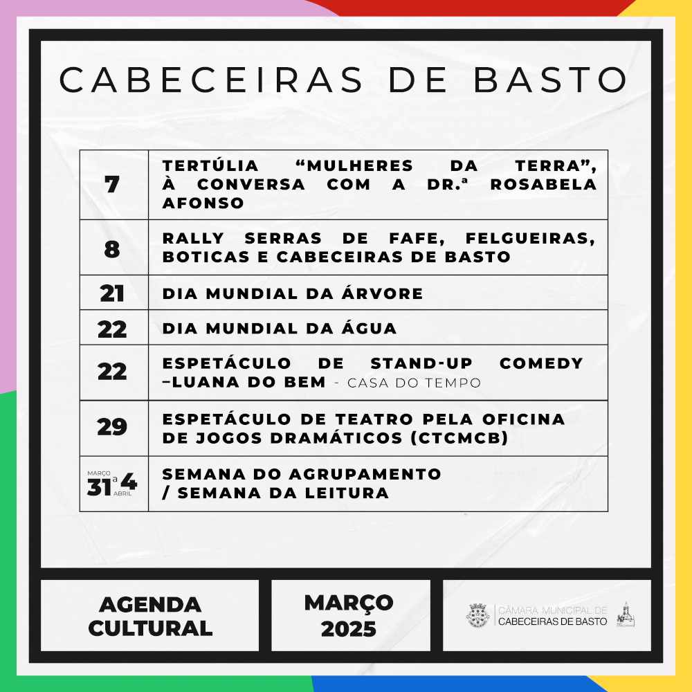 Agenda Cultural de Cabeceiras de Basto - março 2025