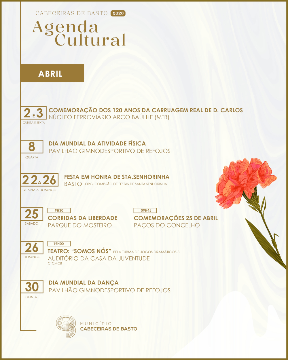 Agenda Cultural de Cabeceiras de Basto - abril 2026