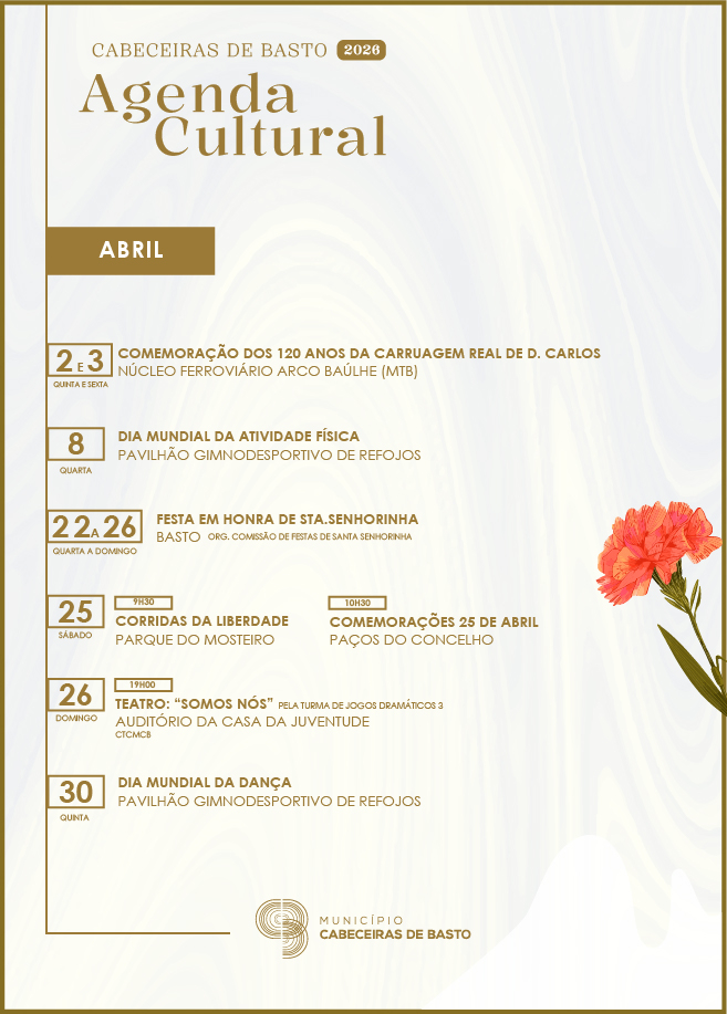 Agenda Cultural de Cabeceiras de Basto - abril 2026