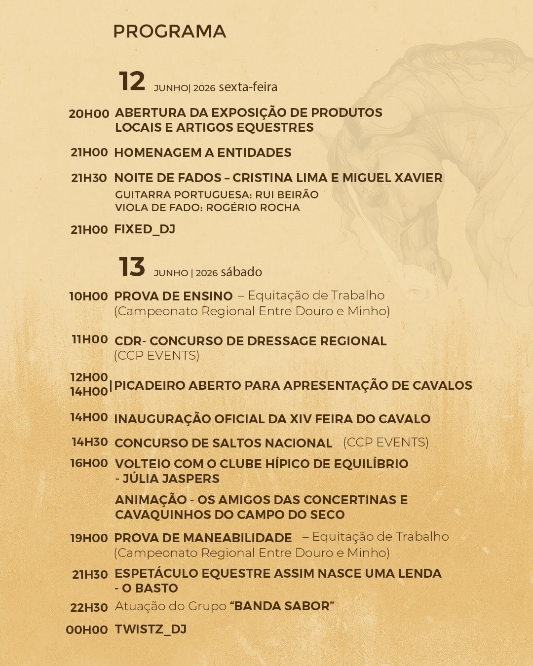 XIV Feira do Cavalo de Cabeceiras de Basto - Programa